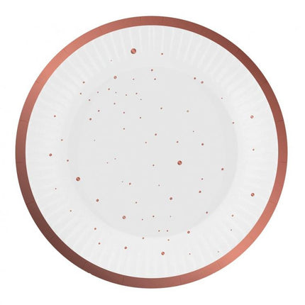 Rózsaszín Rose Gold Celebrate papírtányér 6 db-os 18 cm