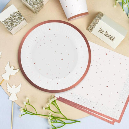 Rózsaszín Rose Gold Celebrate papírtányér 6 db-os 18 cm