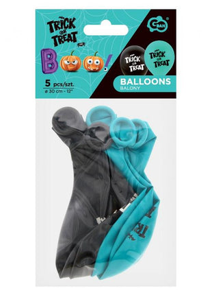 Halloween Boo léggömb, lufi 5 db-os 12 inch (30 cm)