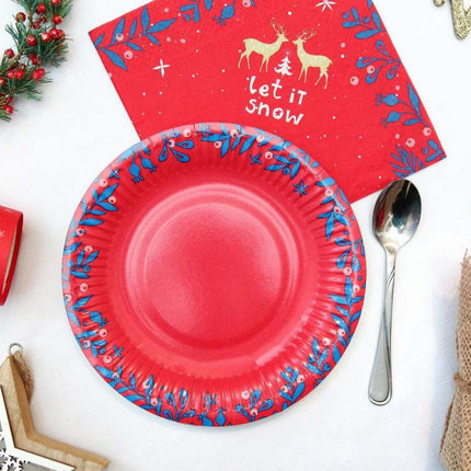 Karácsonyi Let It Snow papírtányér 6 db-os 18 cm