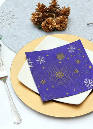 Karácsonyi Navy Blue Snowflakes szalvéta 20 db-os 33x33 cm