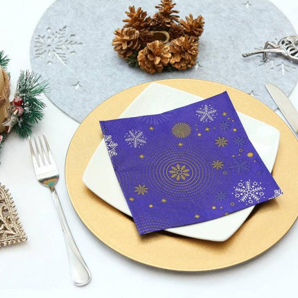 Karácsonyi Navy Blue Snowflakes szalvéta 20 db-os 33x33 cm