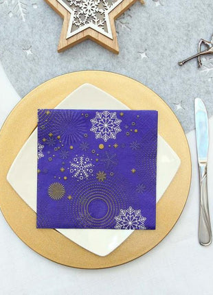 Karácsonyi Navy Blue Snowflakes szalvéta 20 db-os 33x33 cm