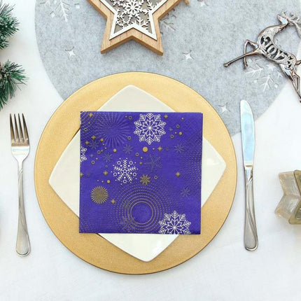Karácsonyi Navy Blue Snowflakes szalvéta 20 db-os 33x33 cm