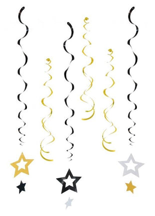 Csillag Glitter Stars szalag dekoráció 6 db-os szett