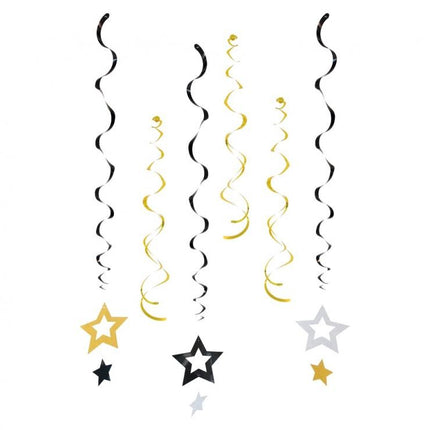 Csillag Glitter Stars szalag dekoráció 6 db-os szett