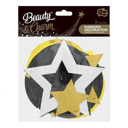 Csillag Glitter Stars szalag dekoráció 6 db-os szett