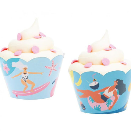 Nyár Surfing muffin dísz 6 db-os