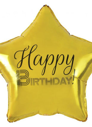 Arany Happy Birthday Gold csillag fólia lufi 44 cm