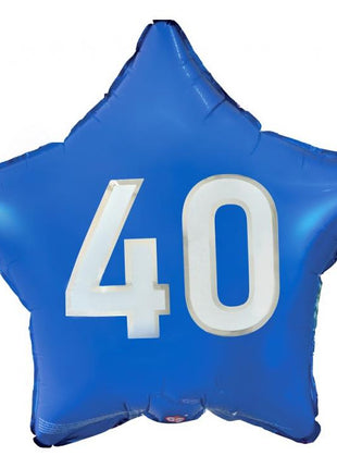 Kék Happy Birthday 40 Blue csillag fólia lufi 44 cm