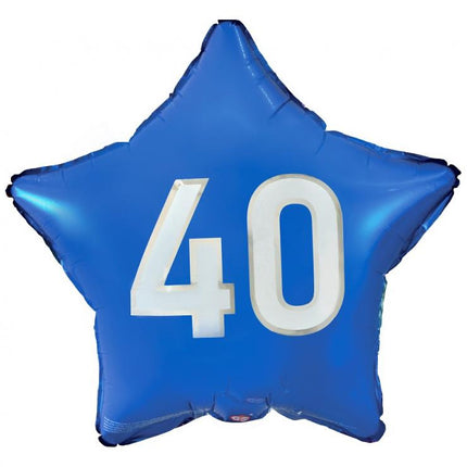 Kék Happy Birthday 40 Blue csillag fólia lufi 44 cm