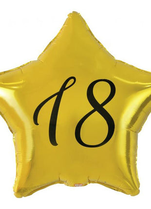 Arany Happy Birthday 18 Gold csillag fólia lufi 48 cm