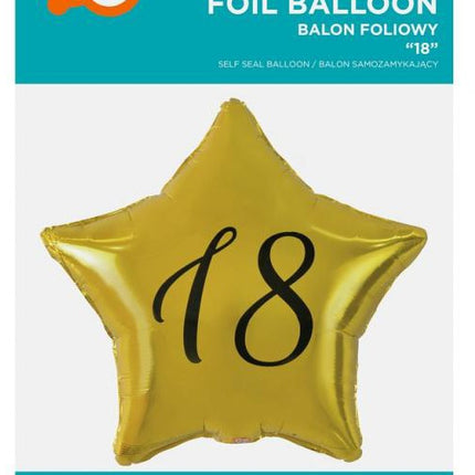 Arany Happy Birthday 18 Gold csillag fólia lufi 48 cm