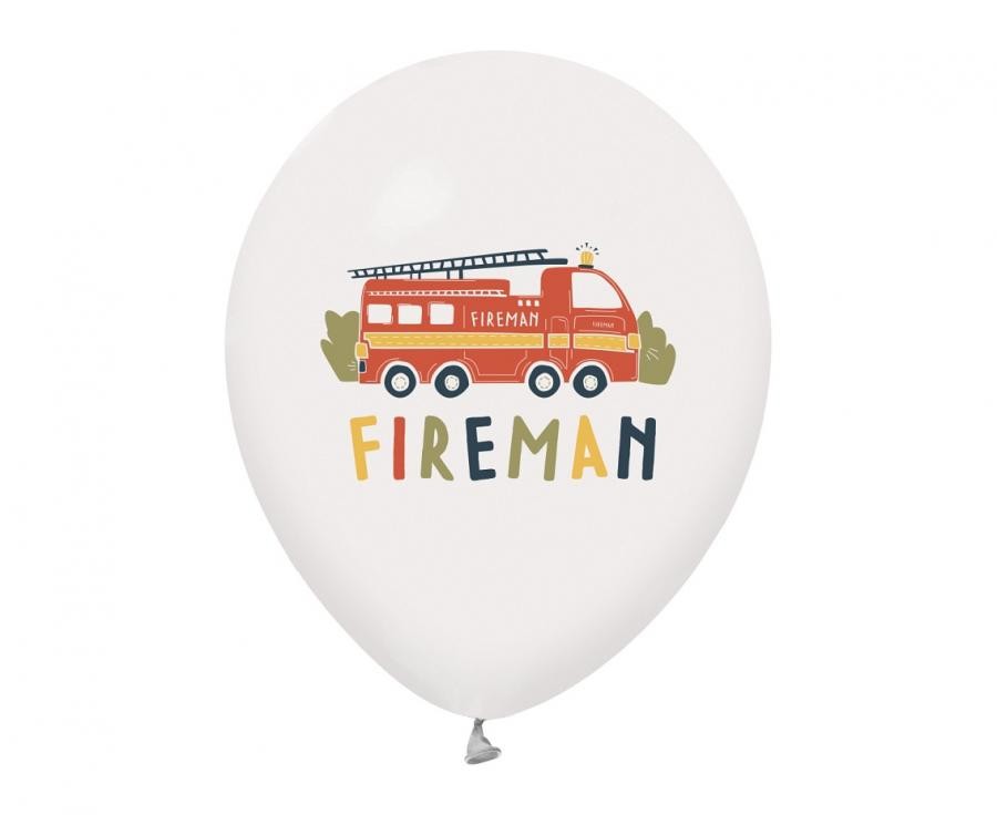 Tűzoltó Fireman léggömb, lufi 5 db-os 12 inch (30 cm)