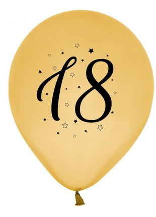 Arany Happy Birthday 18 Gold léggömb, lufi 5 db-os 12 inch (30cm)