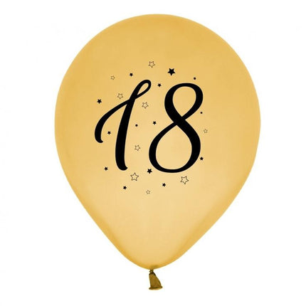Arany Happy Birthday 18 Gold léggömb, lufi 5 db-os 12 inch (30cm)