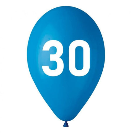 Kék Happy Birthday 30 Blue léggömb, lufi 5 db-os 12 inch (30cm)