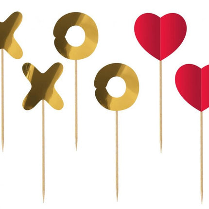 Szerelem XOXO díszítő pálca 6 db-os