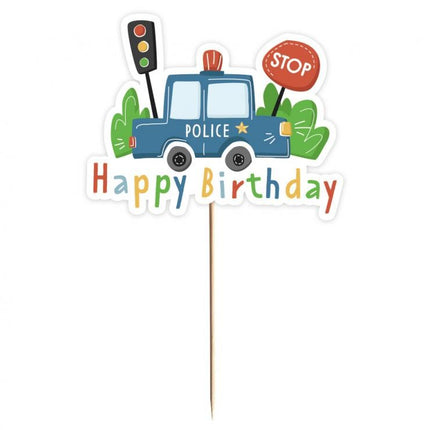 Rendőr Happy Birthday Beep torta dekoráció 13 cm