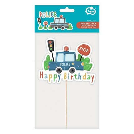Rendőr Happy Birthday Beep torta dekoráció 13 cm