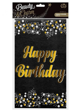 Fekete Happy Birthday B&C Black fólia asztalterítő 137x183 cm