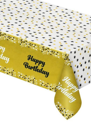 Arany Happy Birthday B&C Gold fólia asztalterítő 137x183 cm