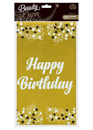Arany Happy Birthday B&C Gold fólia asztalterítő 137x183 cm