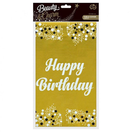 Arany Happy Birthday B&C Gold fólia asztalterítő 137x183 cm