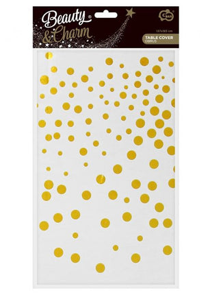 Fehér White Gold Dots fólia asztalterítő 137x183 cm