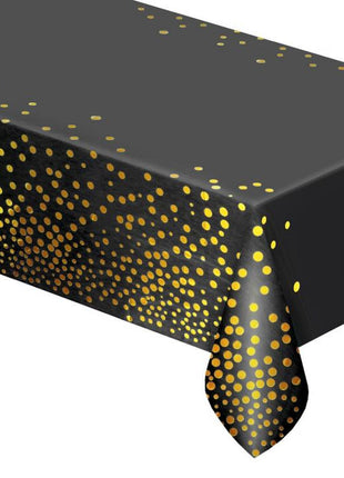 Fekete Black Gold Dots fólia asztalterítő 137x183 cm