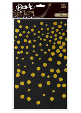 Fekete Black Gold Dots fólia asztalterítő 137x183 cm
