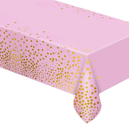 Rózsaszín B&C Gold Dots fólia asztalterítő 137x183 cm