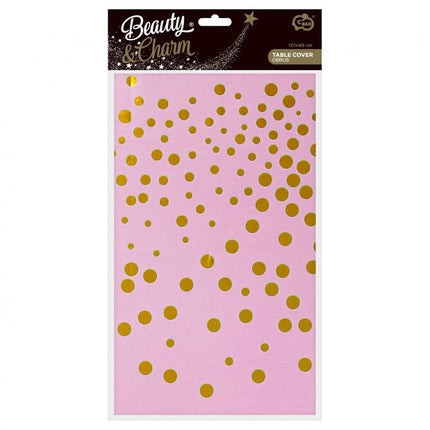 Rózsaszín B&C Gold Dots fólia asztalterítő 137x183 cm