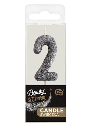 Fekete Glitter Black számgyertya, tortagyertya 2-es