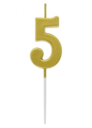 Arany Gold Metallic számgyertya, tortagyertya 5-ös