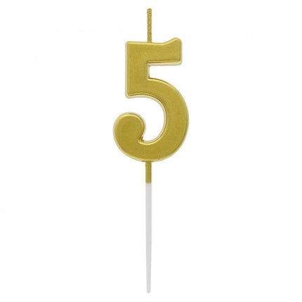 Arany Gold Metallic számgyertya, tortagyertya 5-ös