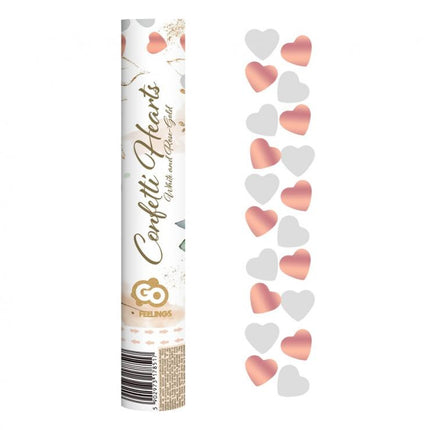 Rose gold Hearts, Szív konfetti kilövő 30 cm