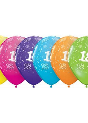 Színes Happy Birthday 18 Pastel Mix léggömb, lufi 6 db-os 11 inch (28cm)