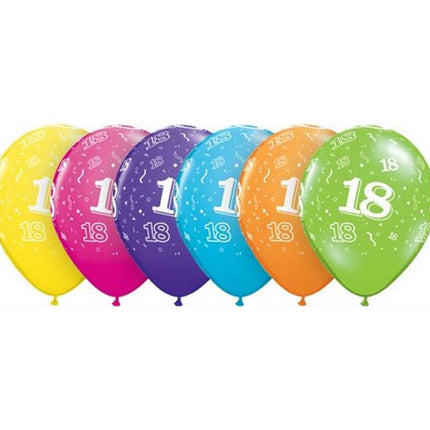 Színes Happy Birthday 18 Pastel Mix léggömb, lufi 6 db-os 11 inch (28cm)