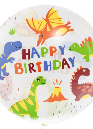 Dinoszaurusz Aqua Happy Birthday gömb fólia lufi 46 cm