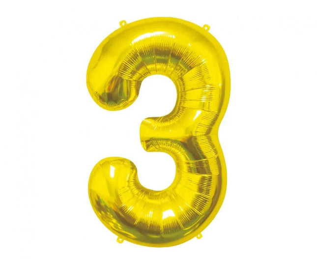 Arany Gold 3-as szám fólia lufi 85 cm