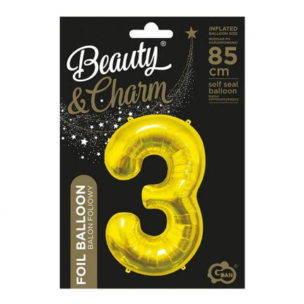 Arany Gold 3-as szám fólia lufi 85 cm