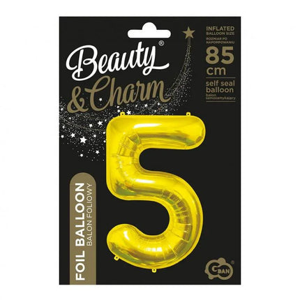 Arany Gold 5-ös szám fólia lufi 85 cm