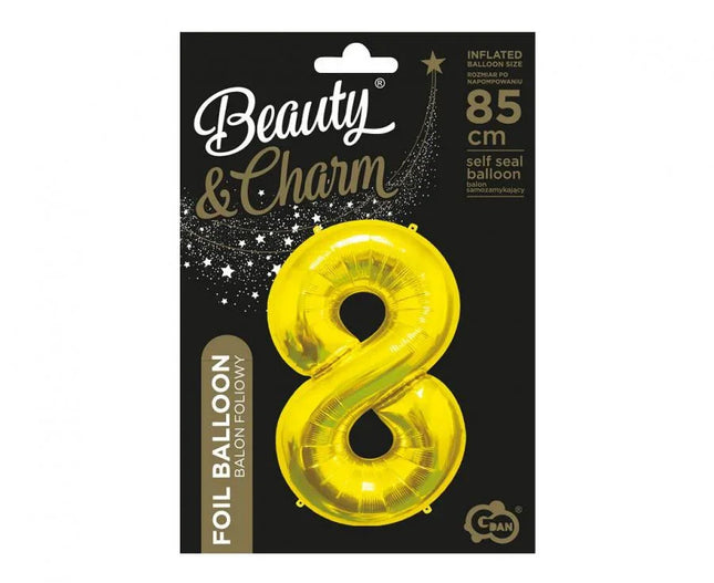 Arany Gold 8-as szám fólia lufi 85 cm