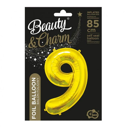 Arany Gold 9-es szám fólia lufi 85 cm