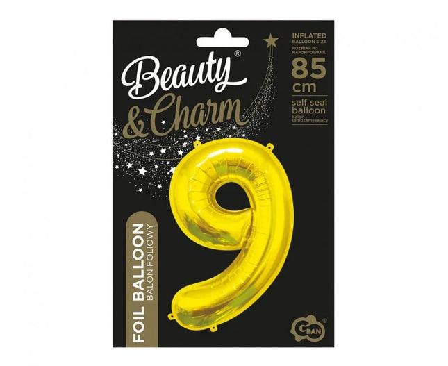 Arany Gold 9-es szám fólia lufi 85 cm