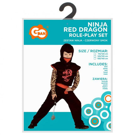 Nindzsa Red Dragon jelmez 120/130 cm