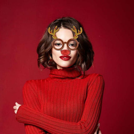 Szarvas Reindeer szemüveg piros orral