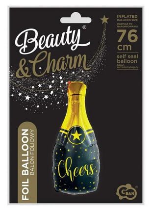 B&C Champagne Cheers, Pezsgős üveg fólia lufi 76 cm