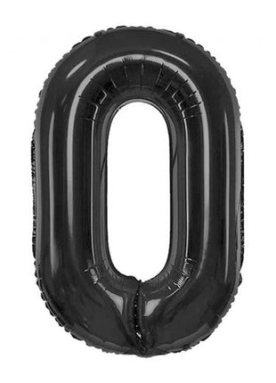 Fekete 0-ás B&C Matt Black szám fólia lufi 85 cm